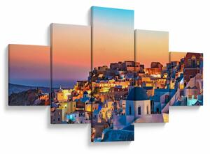 Obraz - Santorini při setmění (125x70 cm)