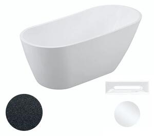 Besco Akrylátová volně stojící vana Melody Glam G 150x80 (170x80) Barva: Bílá/grafit, Rozměry (cm): 170x80, Typ a barva výpustě: Click-Clack s přepadem, bílá