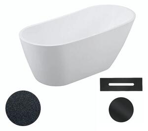 Besco Akrylátová volně stojící vana Melody Glam G 150x80 (170x80) Barva: Bílá/grafit, Rozměry (cm): 170x80, Typ a barva výpustě: Click-Clack s přepadem, černá