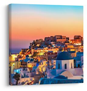 Obraz - Santorini při setmění (30x30 cm)