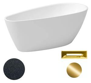Besco Akrylátová volně stojící vana Goya A-line Glam G 160x73 (170x80) Barva: Bílá/grafit, Rozměry (cm): 170x80, Typ a barva výpustě: Click-Clack s přepadem, zlatá
