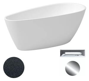 Besco Akrylátová volně stojící vana Goya A-line Glam G 160x73 (170x80) Barva: Bílá/grafit, Rozměry (cm): 170x80, Typ a barva výpustě: Click-Clack s přepadem, chrom