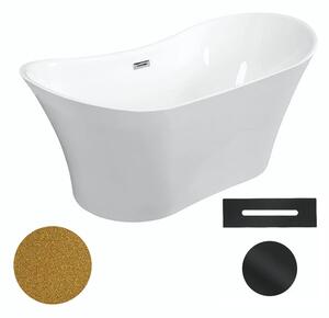 Besco Akrylátová volně stojící vana Amber Glam Z 170x80 Barva: Bílá/zlatá, Rozměry (cm): 170x80, Typ a barva výpustě: Click-Clack s přepadem, černá