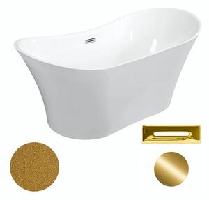 Besco Akrylátová volně stojící vana Amber Glam Z 170x80 Barva: Bílá/zlatá, Rozměry (cm): 170x80, Typ a barva výpustě: Click-Clack s přepadem, zlatá
