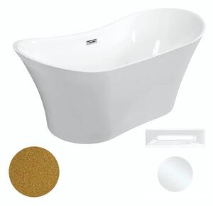 Besco Akrylátová volně stojící vana Amber Glam Z 170x80 Barva: Bílá/zlatá, Rozměry (cm): 170x80, Typ a barva výpustě: Click-Clack s přepadem, bílá