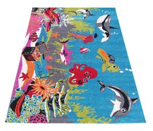 Makro Abra Dětský kusový koberec Mondo 104 Moře žralok delfín chobotnice modrý Rozměr: 120x170 cm