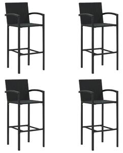 Barové stoličky 4 ks černé polyratan