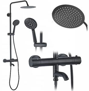 Sprchový komplet s termostatickou baterií REA LUNGO, černý mat