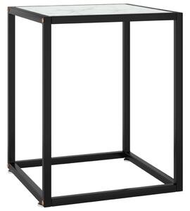 Konferenční stolek černý s bílým mramorovým sklem 40x40x50 cm