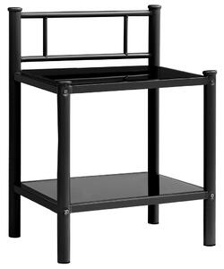 Noční stolek černý 45 x 34,5 x 60,5 cm kov a sklo