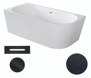 Besco Akrylátová volně stojící rohová vana Zoya Glam G 150x75 (170x80) bílá/grafit Rozměry (cm): 150x75, Typ a barva výpustě: Click-Clack s přepadem, černá, Orientace: Levá