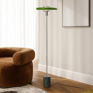 Lindby stojací lampa Branford, retro, zelená, kov/mramor, Zelená, Obývací pokoj / jídelna, kov, Vintage
