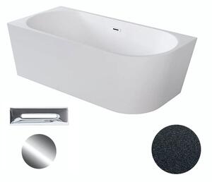 Besco Akrylátová volně stojící rohová vana Zoya Glam G 150x75 (170x80) bílá/grafit Rozměry (cm): 170x80, Typ a barva výpustě: Click-Clack s přepadem, chrom, Orientace: Levá