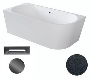 Besco Akrylátová volně stojící rohová vana Zoya Glam G 150x75 (170x80) bílá/grafit Rozměry (cm): 150x75, Typ a barva výpustě: Click-Clack s přepadem, grafit, Orientace: Levá