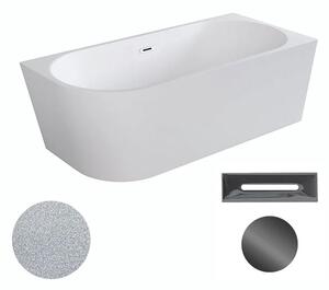 Besco Akrylátová volně stojící rohová vana Zoya Glam S 150x75 (170x80) bílá/stříbrná Rozměry (cm): 170x80, Typ a barva výpustě: Click-Clack s přepadem, grafit, Orientace: Pravá