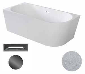 Besco Akrylátová volně stojící rohová vana Zoya Glam S 150x75 (170x80) bílá/stříbrná Rozměry (cm): 170x80, Typ a barva výpustě: Click-Clack s přepadem, grafit, Orientace: Levá