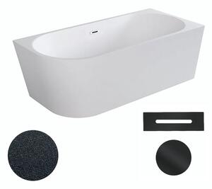 Besco Akrylátová volně stojící rohová vana Zoya Glam G 150x75 (170x80) bílá/grafit Rozměry (cm): 170x80, Typ a barva výpustě: Click-Clack s přepadem, černá, Orientace: Pravá