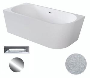 Besco Akrylátová volně stojící rohová vana Zoya Glam S 150x75 (170x80) bílá/stříbrná Rozměry (cm): 150x75, Typ a barva výpustě: Click-Clack s přepadem, chrom, Orientace: Levá