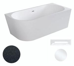 Besco Akrylátová volně stojící rohová vana Zoya Glam G 150x75 (170x80) bílá/grafit Rozměry (cm): 170x80, Typ a barva výpustě: Click-Clack s přepadem, bílá, Orientace: Pravá