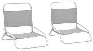 Skládací plážové židle 2 ks šedé textil