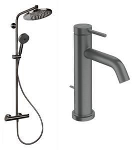 Hansgrohe Crometta sada koupelnových doplňků na stěnu s termostatem s dešťovou sprchou || 88002387