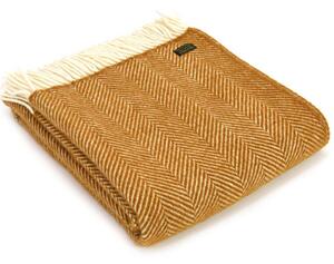 Vlněná deka Fishbone English Mustard 183 x 150 cm Tweedmill