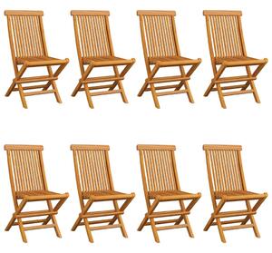 Zahradní židle s béžovými poduškami 8 ks masivní teak