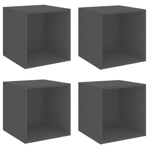 Nástěnné skříňky 4 ks černé 37 x 37 x 37 cm dřevotříska