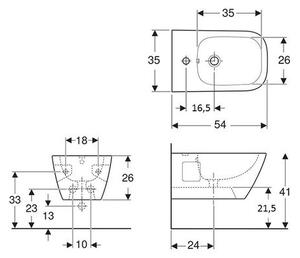 Geberit Selnova Square Závěsný bidet bílá 501.547.01.1