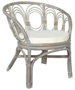 Jídelní židle s poduškou šedá přírodní ratan a lněné plátno