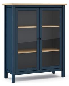 Tmavě modrá/přírodní vitrína z borovicového dřeva 90x110 cm Misti – Marckeric