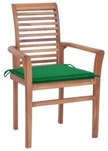 Jídelní židle 8 ks zelené podušky masivní teak