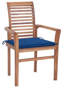 Jídelní židle 8 ks královsky modré podušky masivní teak