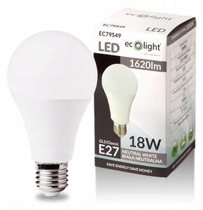 LED žárovka E27 18W = 130W SMD 180W 4000K Neutrální Premium Neblikající Silná ECOLIGHT