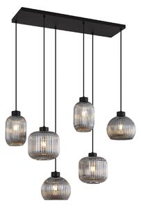 Designové závěsné svítidlo černé s kouřovým sklem 6-světel - Ana