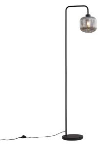 Designová stojací lampa černá s kouřovým sklem - Ana