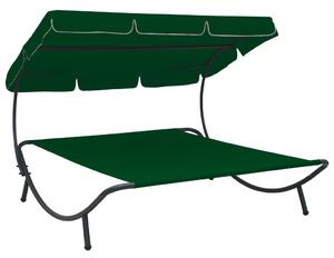 Zahradní postel s baldachýnem zelená