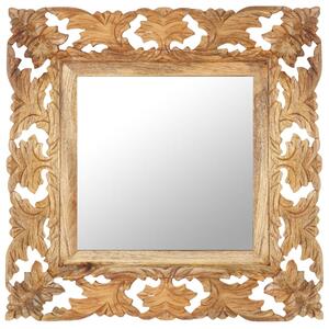 Ručně vyřezávané zrcadlo hnědé 50 x 50 cm masivní mangovník