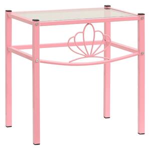 Noční stolek růžový a průhledný 42,5 x 33 x 44,5 cm kov a sklo