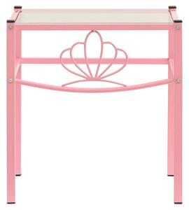 Noční stolek růžový a průhledný 42,5 x 33 x 44,5 cm kov a sklo