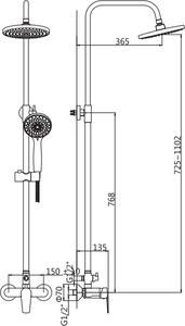 Bruckner BARON sprchový sloup s pákovou baterií, chrom 612.139.1
