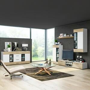 Obývací stěna TANGO + komoda | 235 cm + 169 cm | bílá/sonoma | AKCE do VYPRODÁNÍ