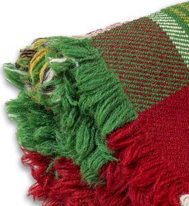 Rustikální vlněná deka Rodopa VIII červené a zelené kostky