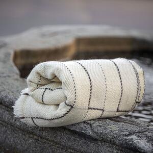 Vlněná deka Rodopa XVIII z přírodní nebarvené bílé a hnědé vlny