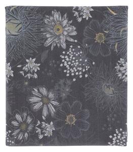 Tmavě šedý bavlněný ubrus s květy Aix Wild Flowers - 140*240 cm - Chic Antique