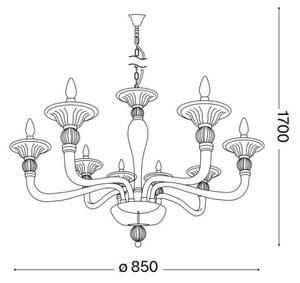 Ideal Lux - Lustr na řetězu DANIELI 8xE14/40W/230V pr. 85 cm mosaz