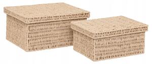 ÚLOŽNÝ BOX BÉŽOVÝ PLETENÝ SADA 2 KS KORD 38x28x18 CM