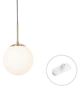 Závěsné svítidlo Art Deco zlaté s opálovým sklem vč. adaptéru na lištu bílé 1-fázové - Iconic Flore