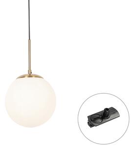Závěsné svítidlo Art Deco zlaté s opálovým sklem vč. adaptéru na kolejnici černý 1-fázový - Iconic Flore