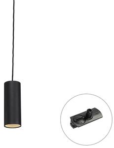 Designové závěsné svítidlo černé vč. adaptéru na kolejnici 1-fázové - Iconic Tubo